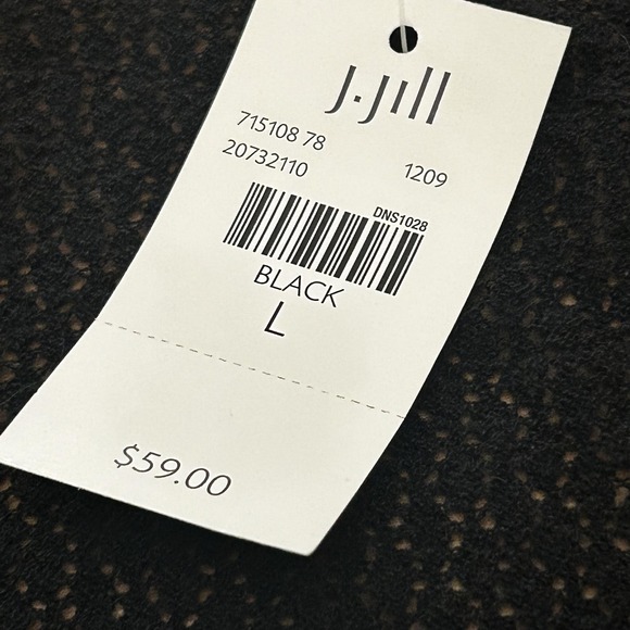 J. Jill Sweater Womens Large Black Open Front Cardigan Cotton Viscose NWT - Picture 3 of 7